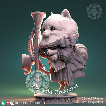 Pomeranian Spitz Dog Herald | Pepunki Creatures | UNPAINTED Miniature in Resin