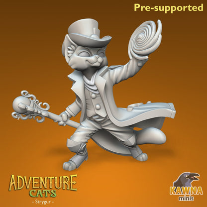 Strygur Sorcerer Cat - Male | Kawna | Adventure Cats | UNPAINTED Miniature in Resin