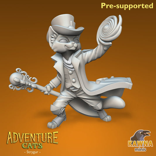 Strygur Sorcerer Cat - Male | Kawna | Adventure Cats | UNPAINTED Miniature in Resin