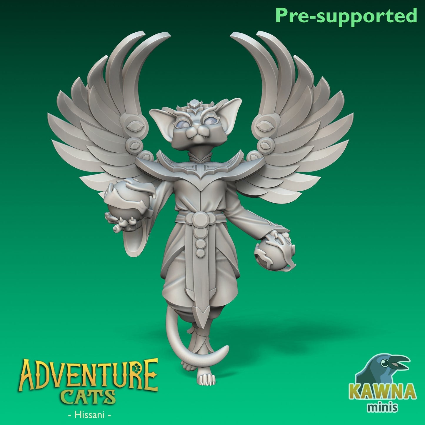 Hissani Sorcerer Cat - Female | Kawna | Adventure Cats | UNPAINTED Miniature in Resin