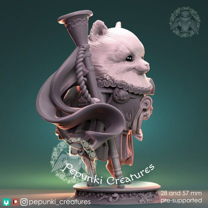 Pomeranian Spitz Dog Herald | Pepunki Creatures | UNPAINTED Miniature in Resin