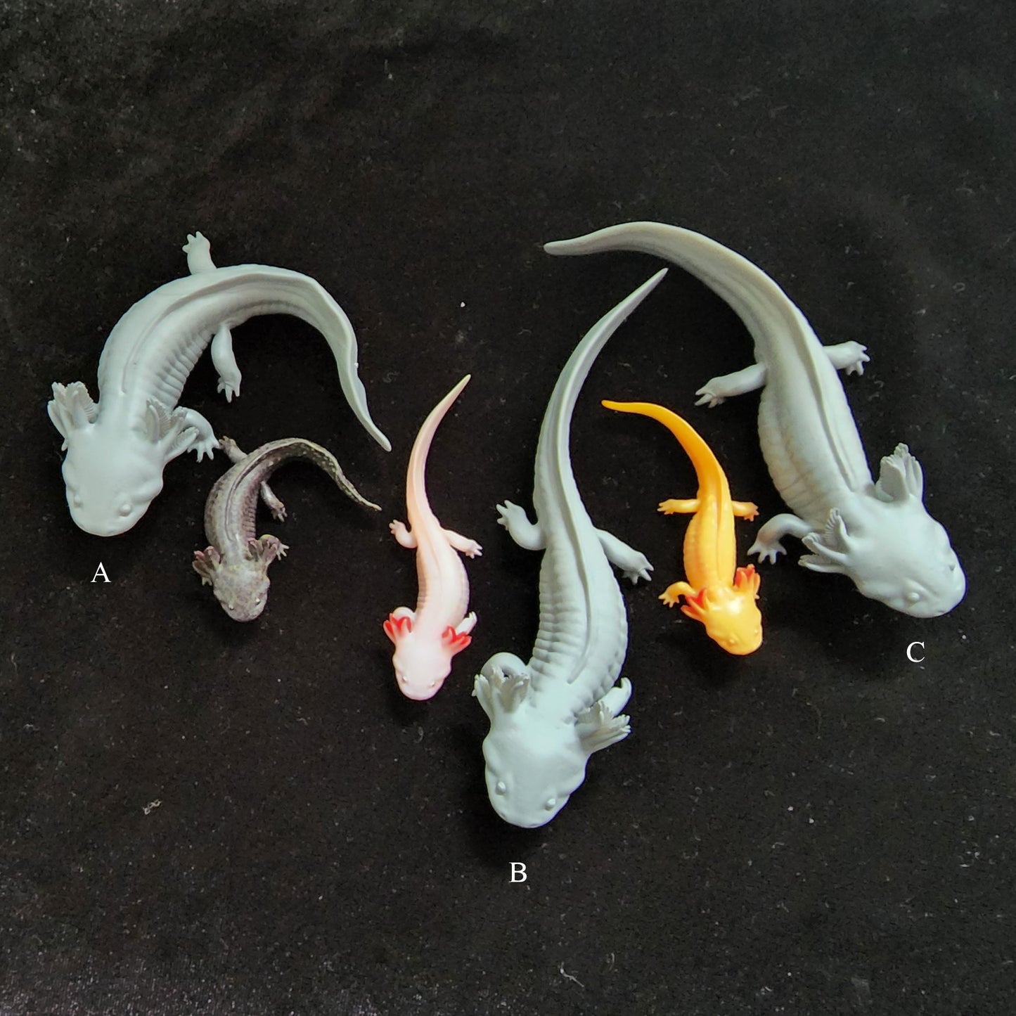 Axolotl (3 poses) | Mexican Walking Fish | Ambystoma Mexicanum | Hellbender Museum | UNPAINTED Miniature in Resin