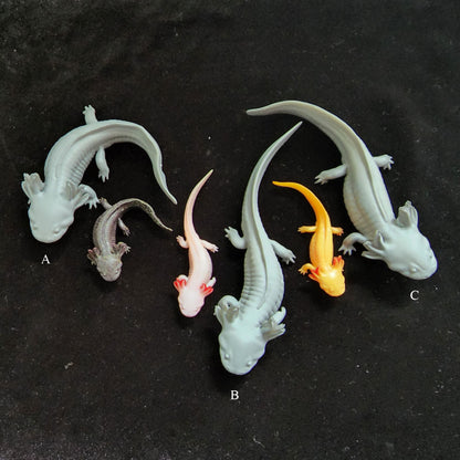 Axolotl (3 poses) | Mexican Walking Fish | Ambystoma Mexicanum | Hellbender Museum | UNPAINTED Miniature in Resin