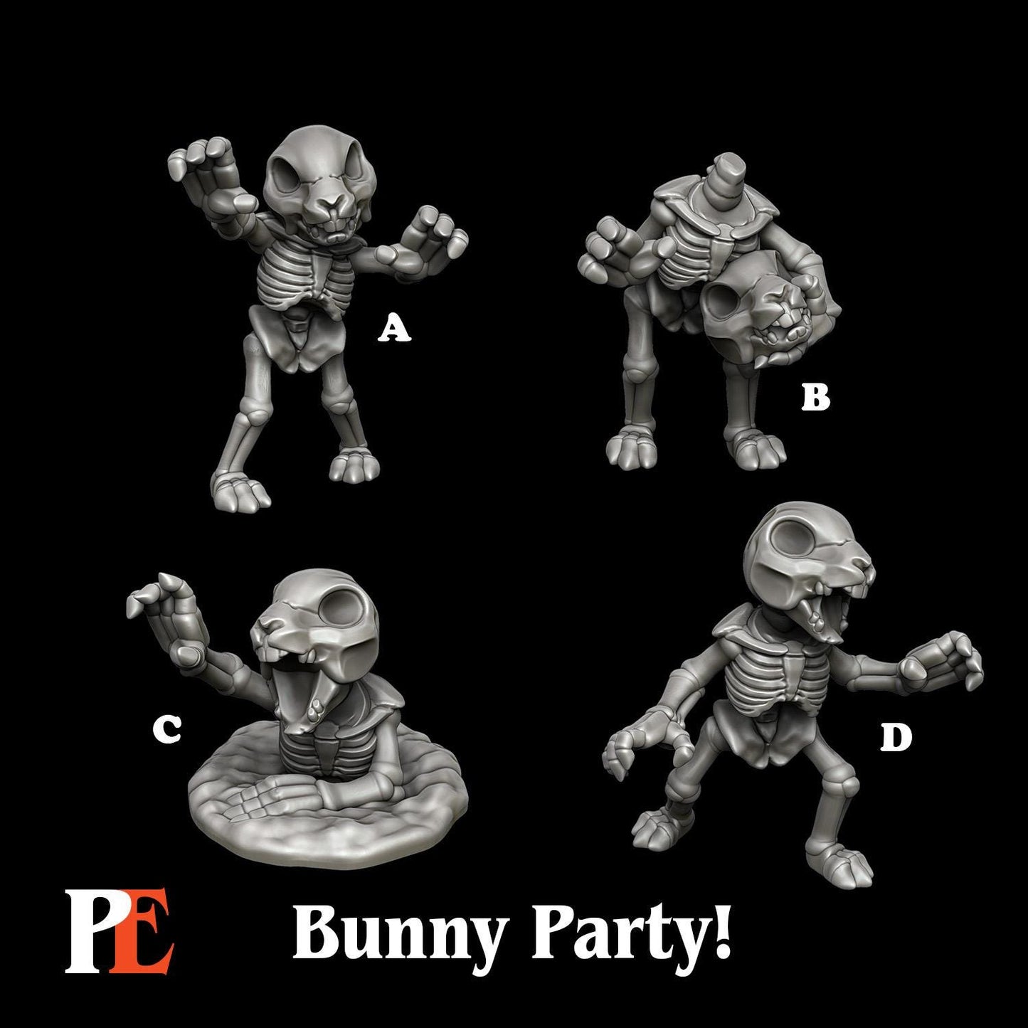 Bunny Skeletons | Bunny Party | Printed Encounters | UNPAINTED Miniature in Resin