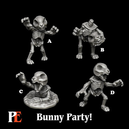 Bunny Skeletons | Bunny Party | Printed Encounters | UNPAINTED Miniature in Resin