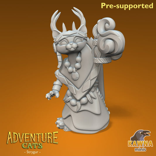 Strygur Druid Cat - Female | Kawna | Adventure Cats | UNPAINTED Miniature in Resin