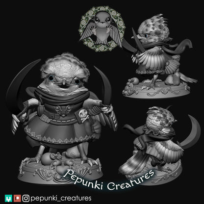 Flycatcher Lady Pirate | Scale Crested Pygmy Tyrant | Pepunki Creatures | UNPAINTED Miniature in Resin