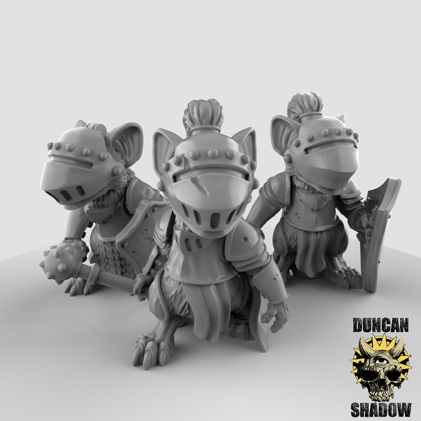 Mousle Knights (Set of 3) 3 Variations| Duncan Shadow | UNPAINTED Miniature in Resin
