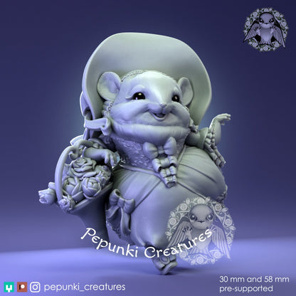 Chinchilla Florist Lady | Pepunki Creatures | UNPAINTED Miniature in Resin
