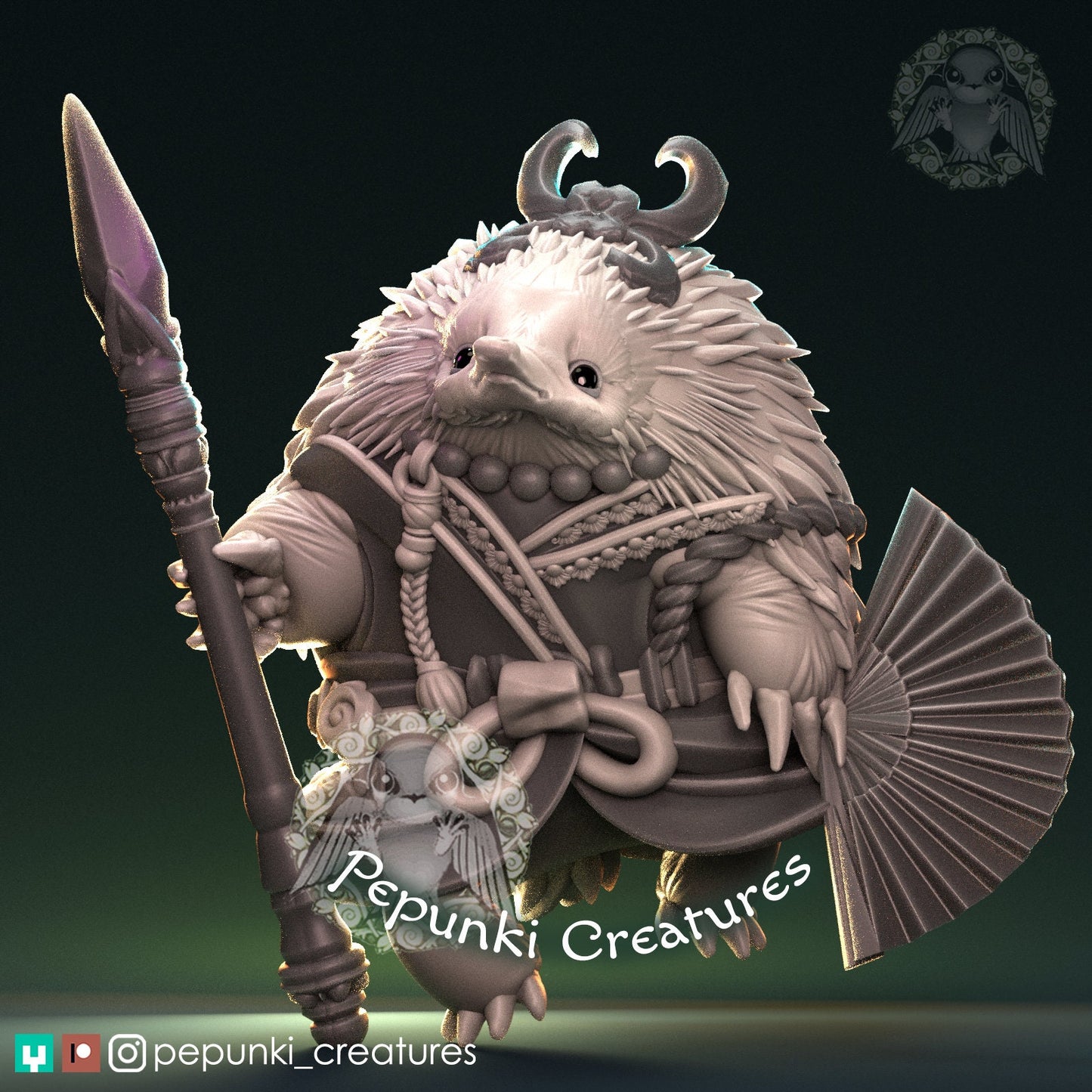 Echidna Spearman Dancer | Pepunki Creatures | UNPAINTED Miniature in Resin