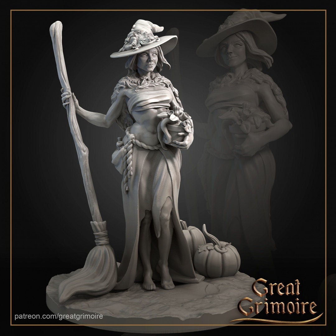 Amber | Witch | Great Grimoire | UNPAINTED Miniature in Resin