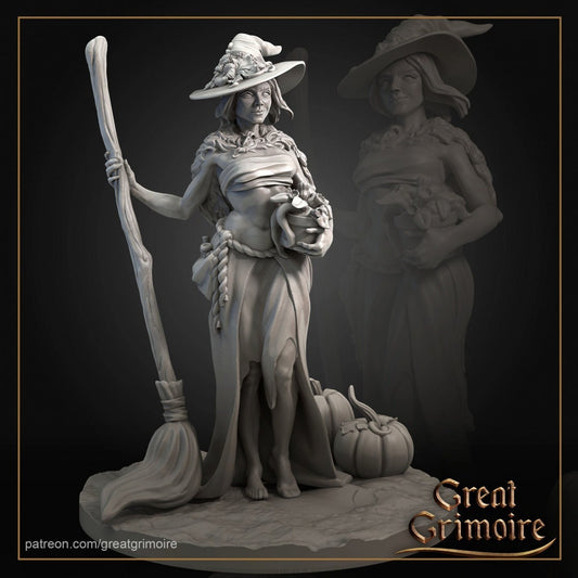Amber | Witch | Great Grimoire | UNPAINTED Miniature in Resin