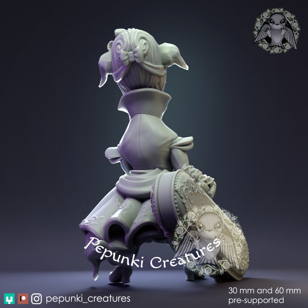 Italian Greyhound Lady | Pepunki Creatures | UNPAINTED Miniature in Resin