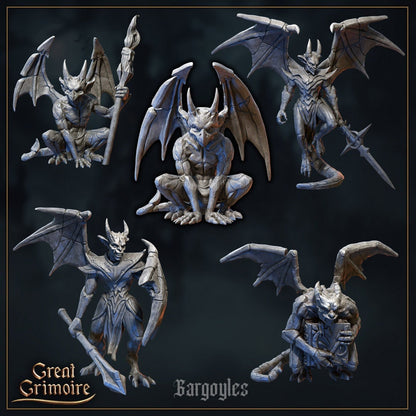 Gargoyles (5 poses) | Great Grimoire | UNPAINTED Miniature in Resin