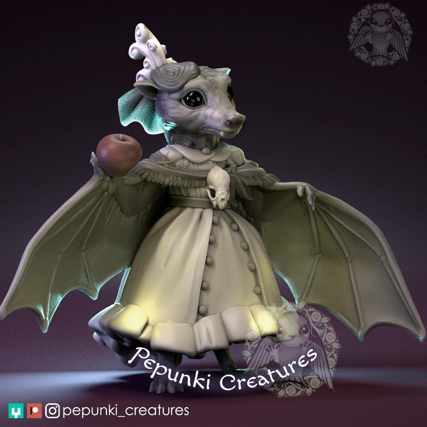 Fruit Bat Lady | Pepunki Creatures | UNPAINTED Miniature in Resin