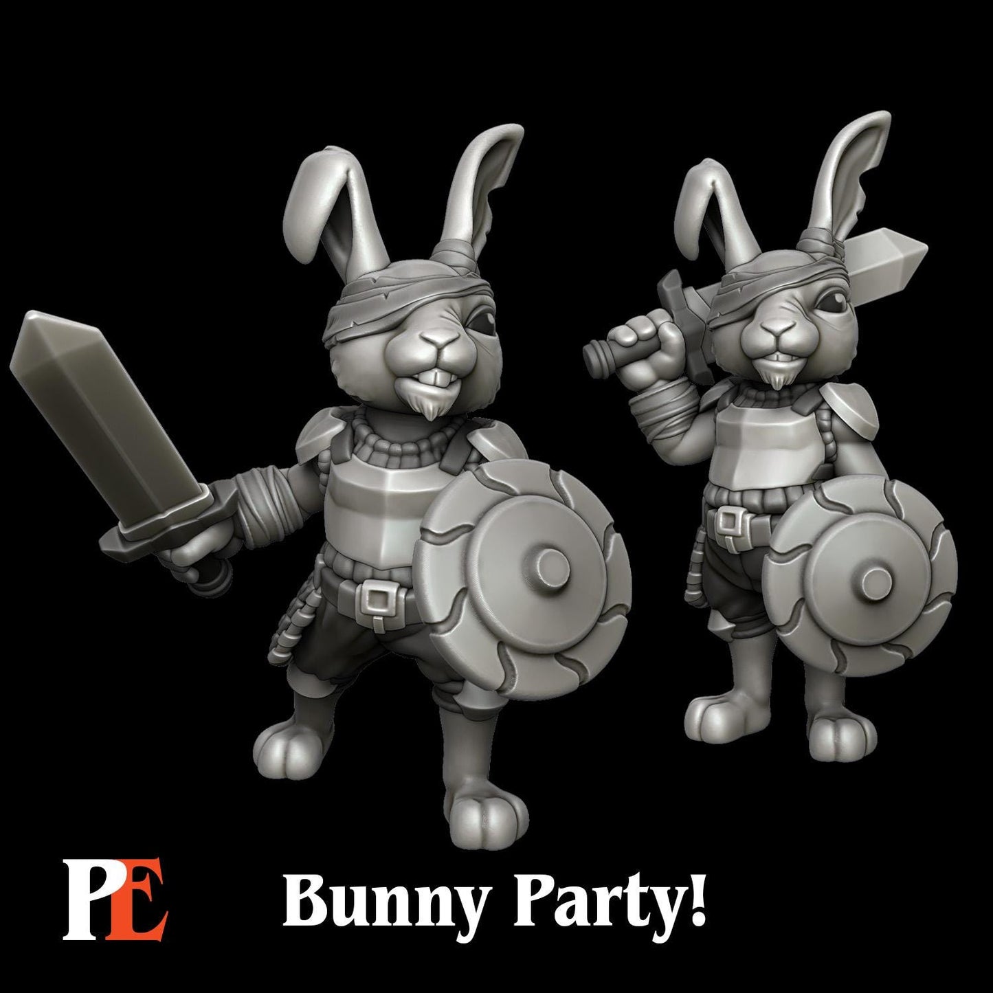 Bunny Fighter | Bunny Party | Printed Encounters | UNPAINTED Miniature in Resin