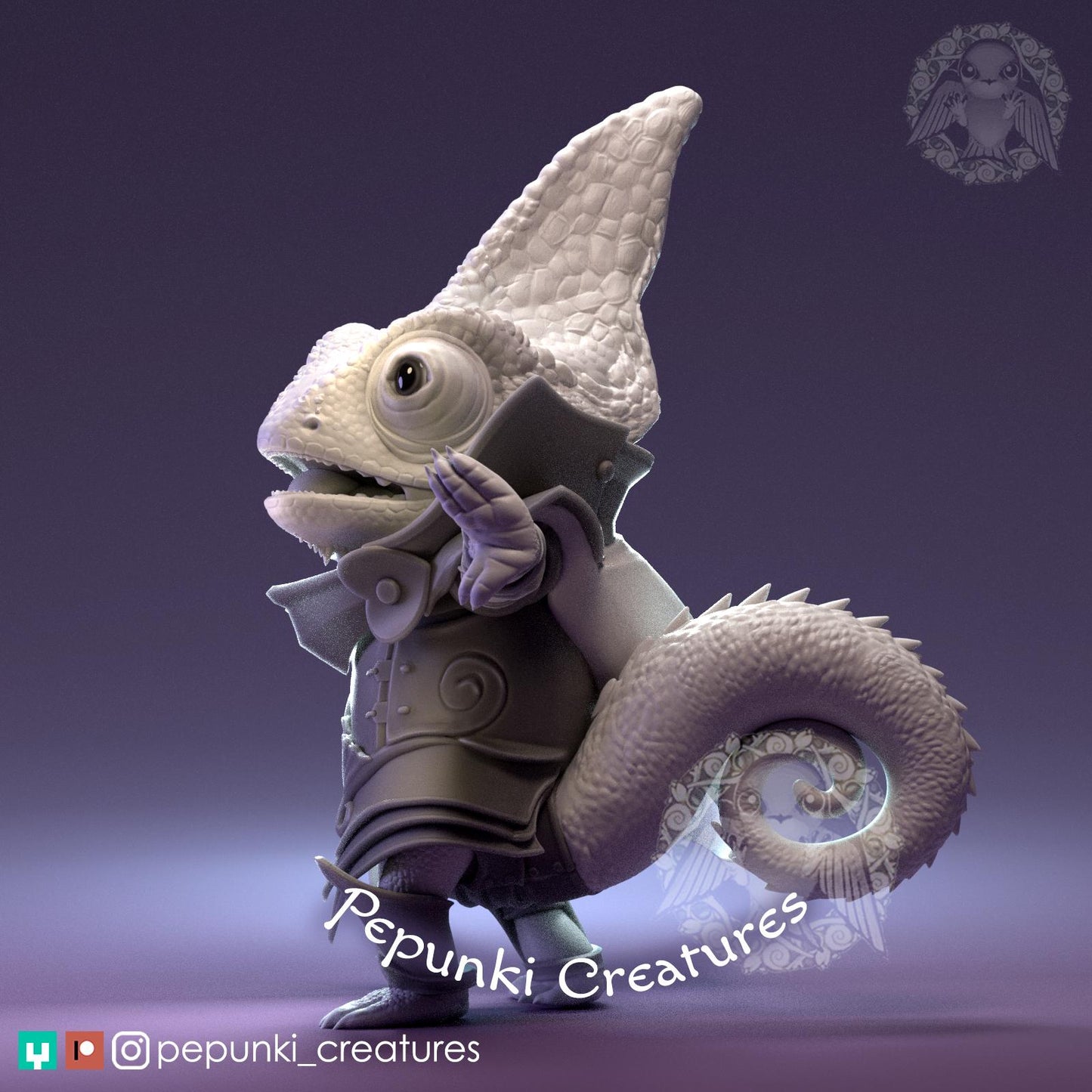 Chameleon Knight | Pepunki Creatures | UNPAINTED Miniature in Resin