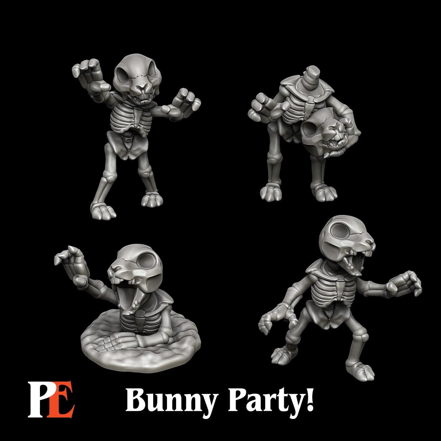 Bunny Skeletons | Bunny Party | Printed Encounters | UNPAINTED Miniature in Resin