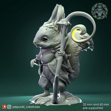 Squirrel Traveller Wizard Miniature | Pepunki Creatures