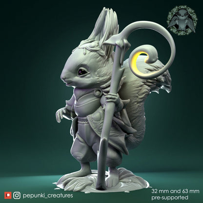 Squirrel Traveller Wizard Miniature | Pepunki Creatures