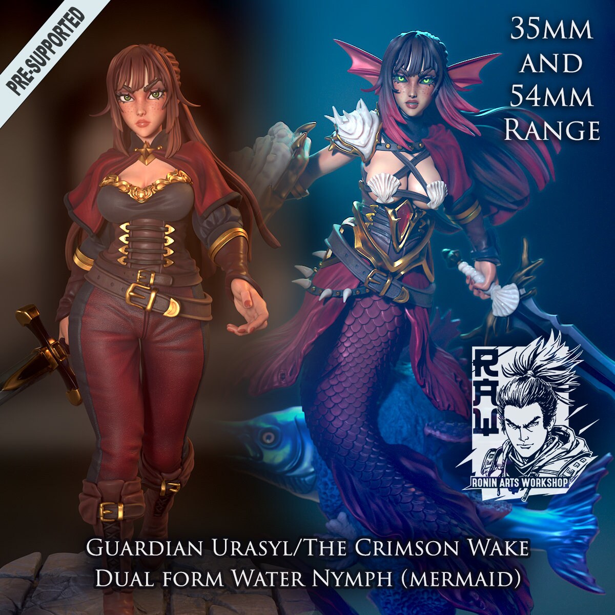Urasyl, Shapeshifting Mermaid Infiltrator | Ronin Arts Workshop | UNPAINTED Miniature in Resin