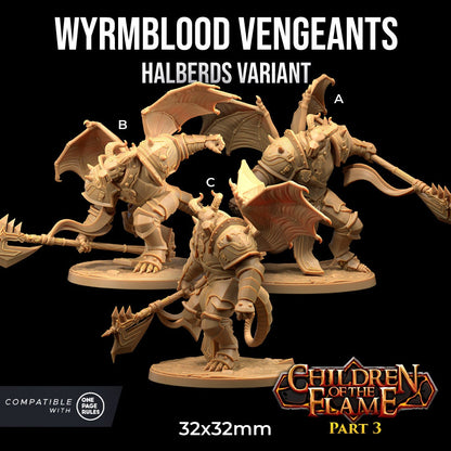 Wyrmblood Vengeants (3 poses + 4 weapons) | Children of the Flame Part 3 | One Page Rules Compatible | Dragon Trappers Lodge