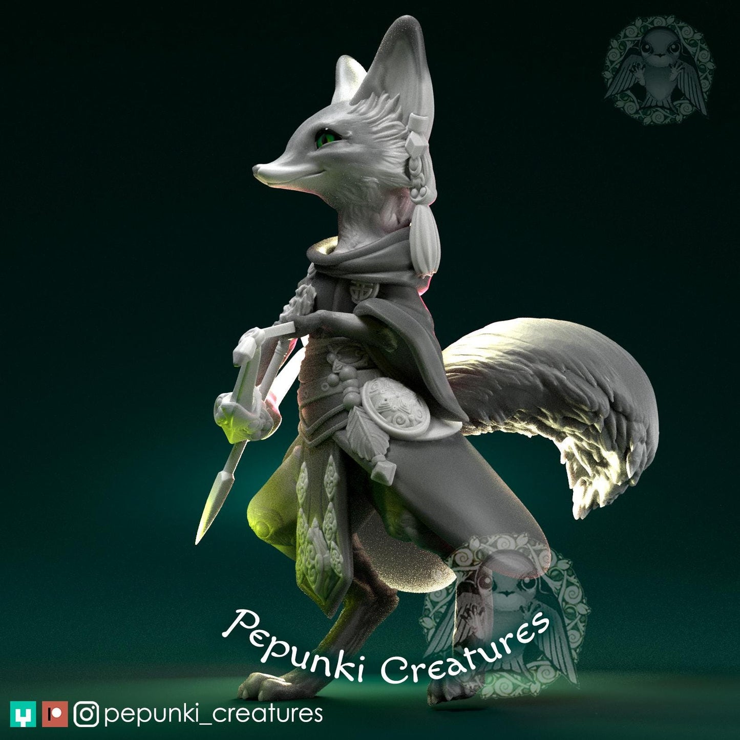 Fox Archer | Pepunki Creatures | UNPAINTED Miniature in Resin