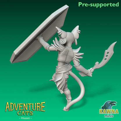 Hissani Fighter Cat - Female | Kawna | Adventure Cats | UNPAINTED Miniature in Resin