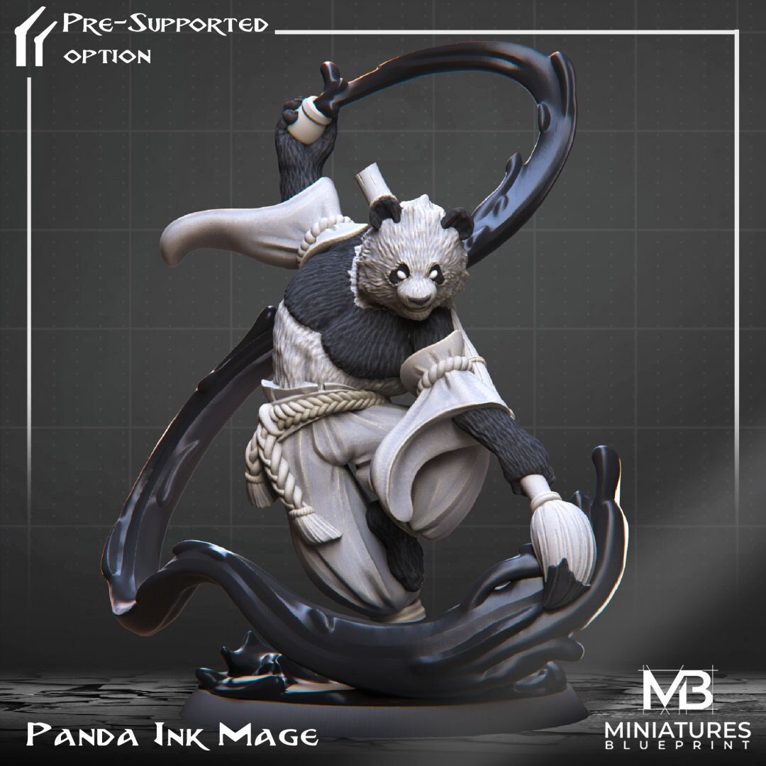 Ink Mage Panda | Miniatures Blueprint | UNPAINTED Miniature in Resin