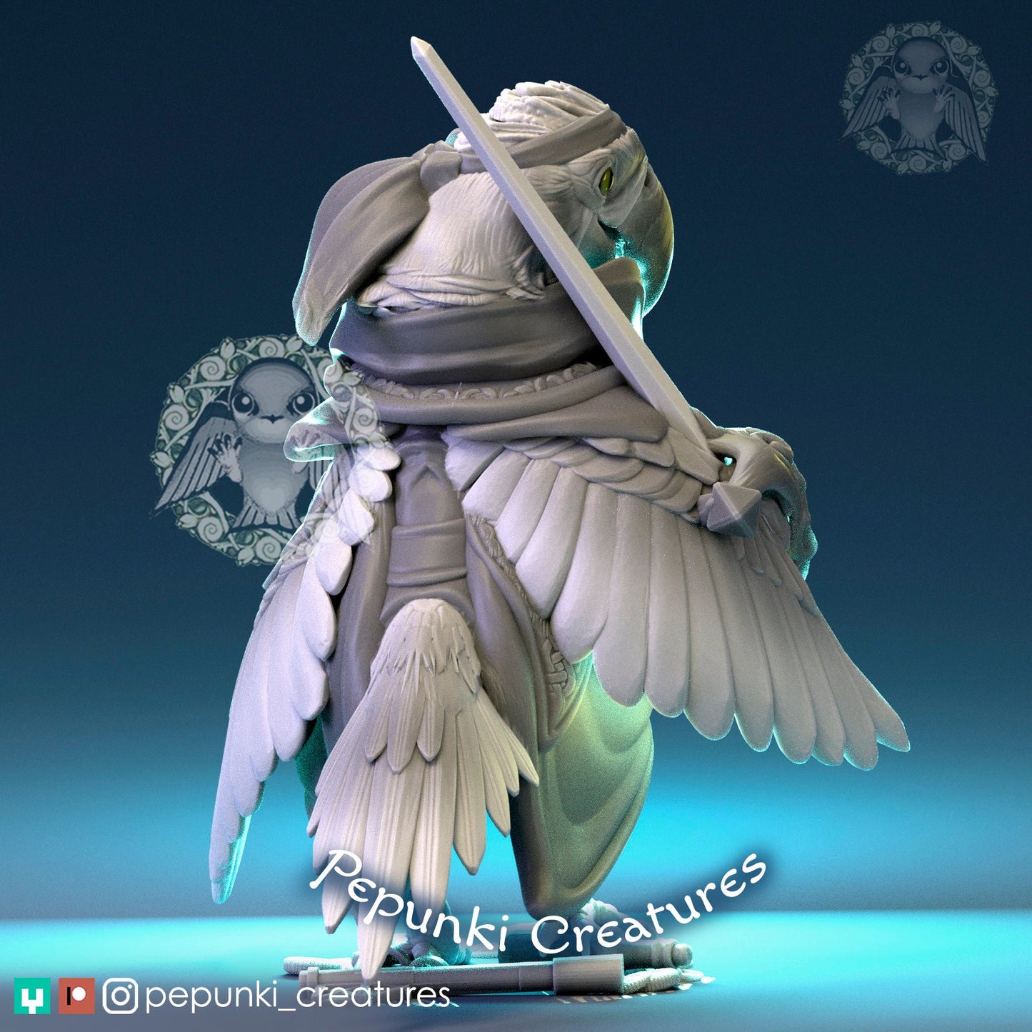 Macaw Pirate Bird | Pepunki Creatures | UNPAINTED Miniature in Resin