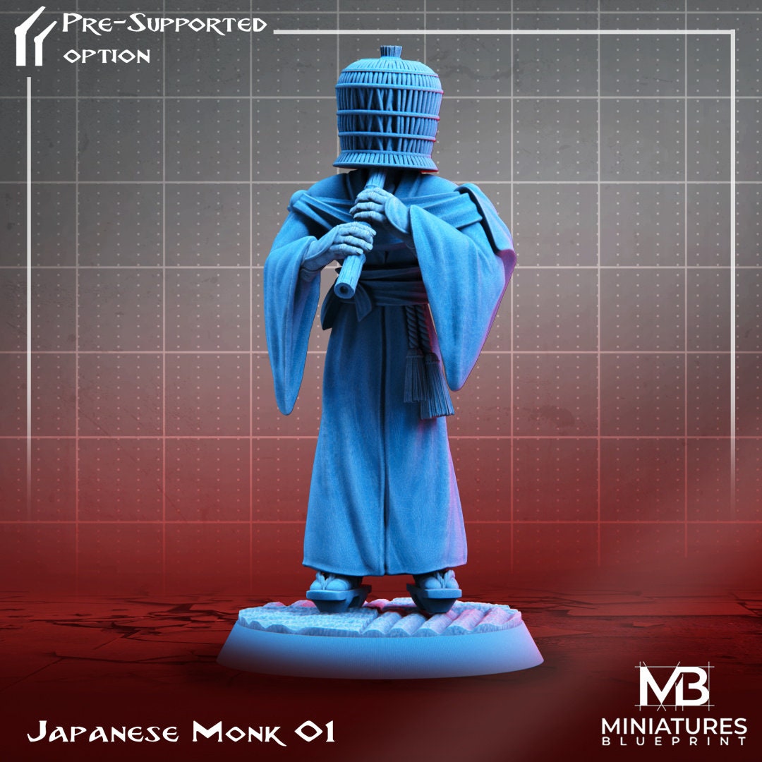 Japanese Monk (3 poses) | Miniatures Blueprint | UNPAINTED Miniature in Resin