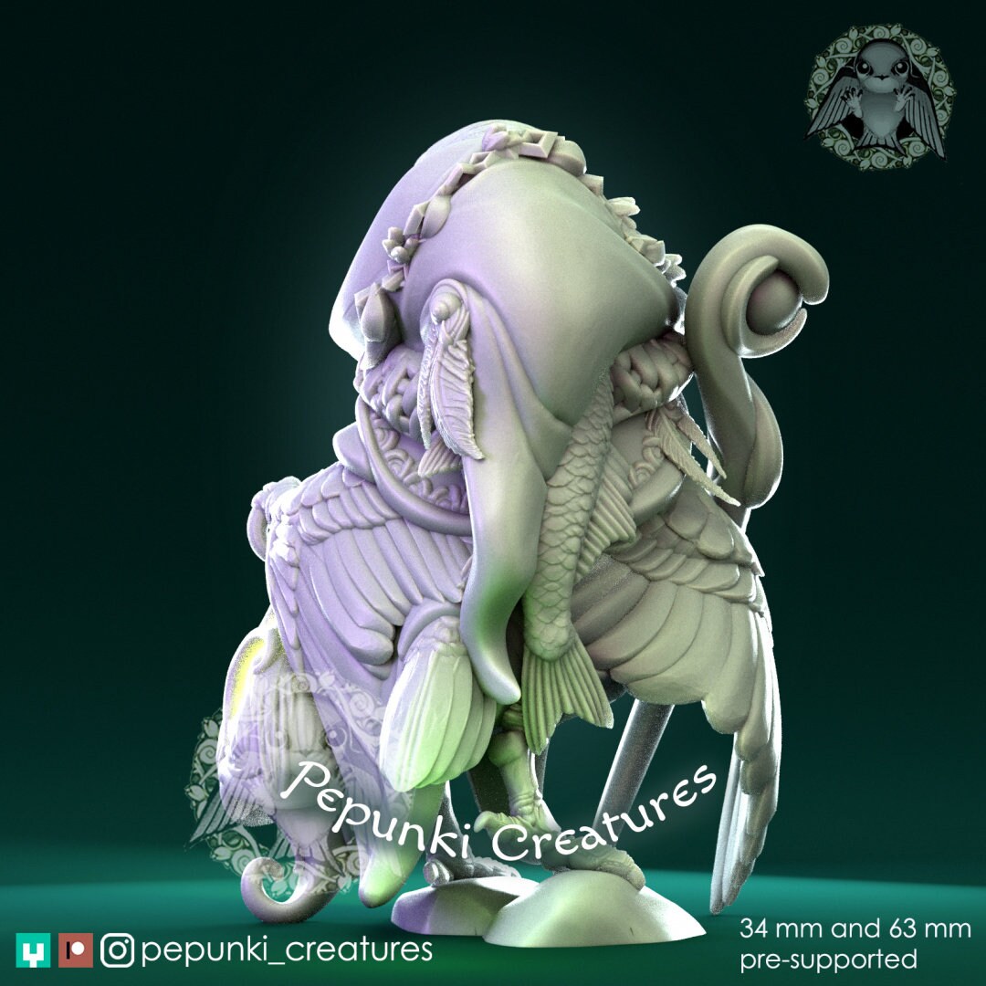 Kingfisher Bird Druid | Pepunki Creatures | UNPAINTED Miniature in Resin