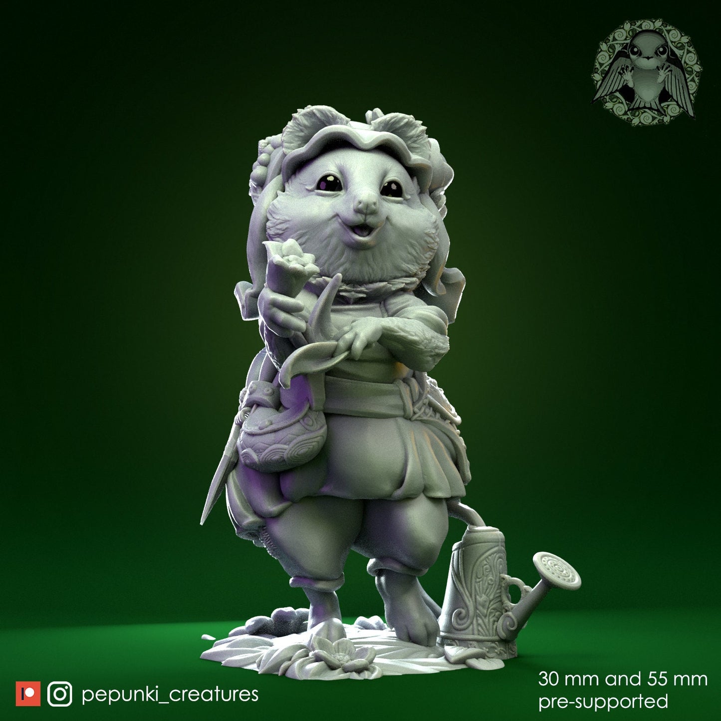 Quokka Garden Keeper (2 poses) | Pepunki Creatures | UNPAINTED Miniature in Resin