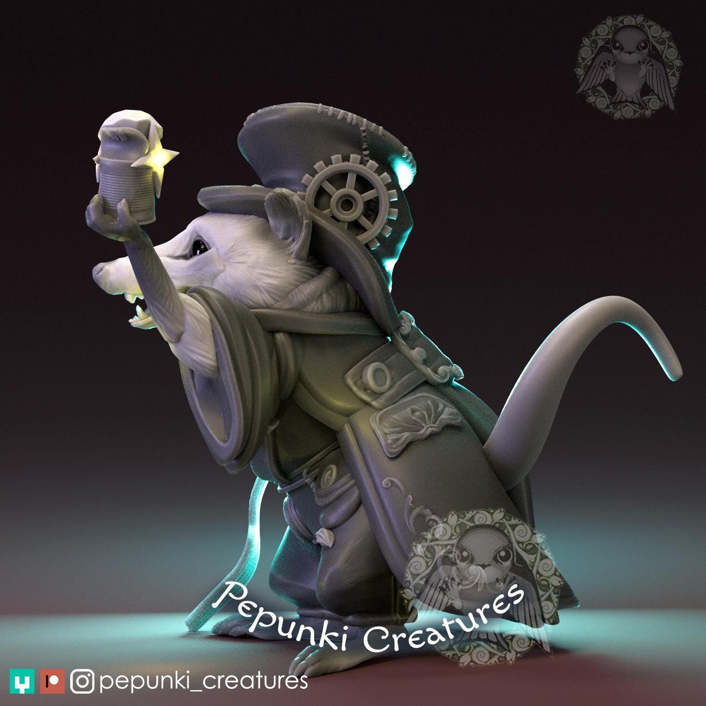 Opossum Metal/tin Collector | Pepunki Creatures | UNPAINTED Miniature in Resin