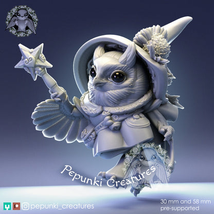 Owl Mage Lady | Pepunki Creatures | UNPAINTED Miniature in Resin