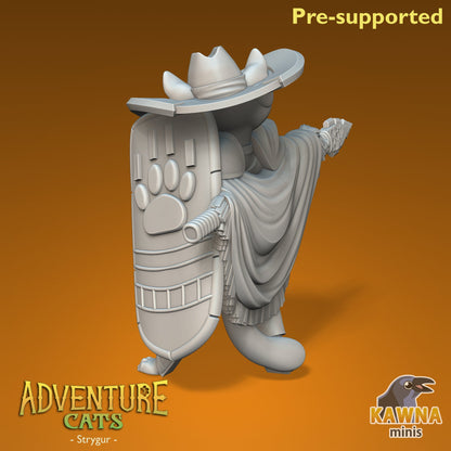 Strygur Paladin Cat - Male | Kawna | Adventure Cats | UNPAINTED Miniature in Resin