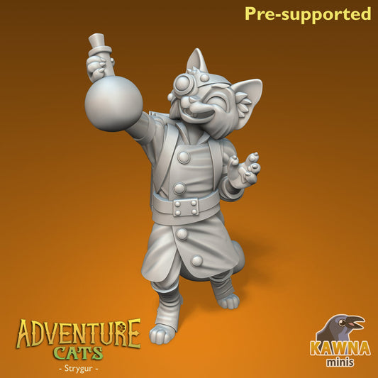 Strygur Artificer Cat - Male | Kawna | Adventure Cats | UNPAINTED Miniature in Resin