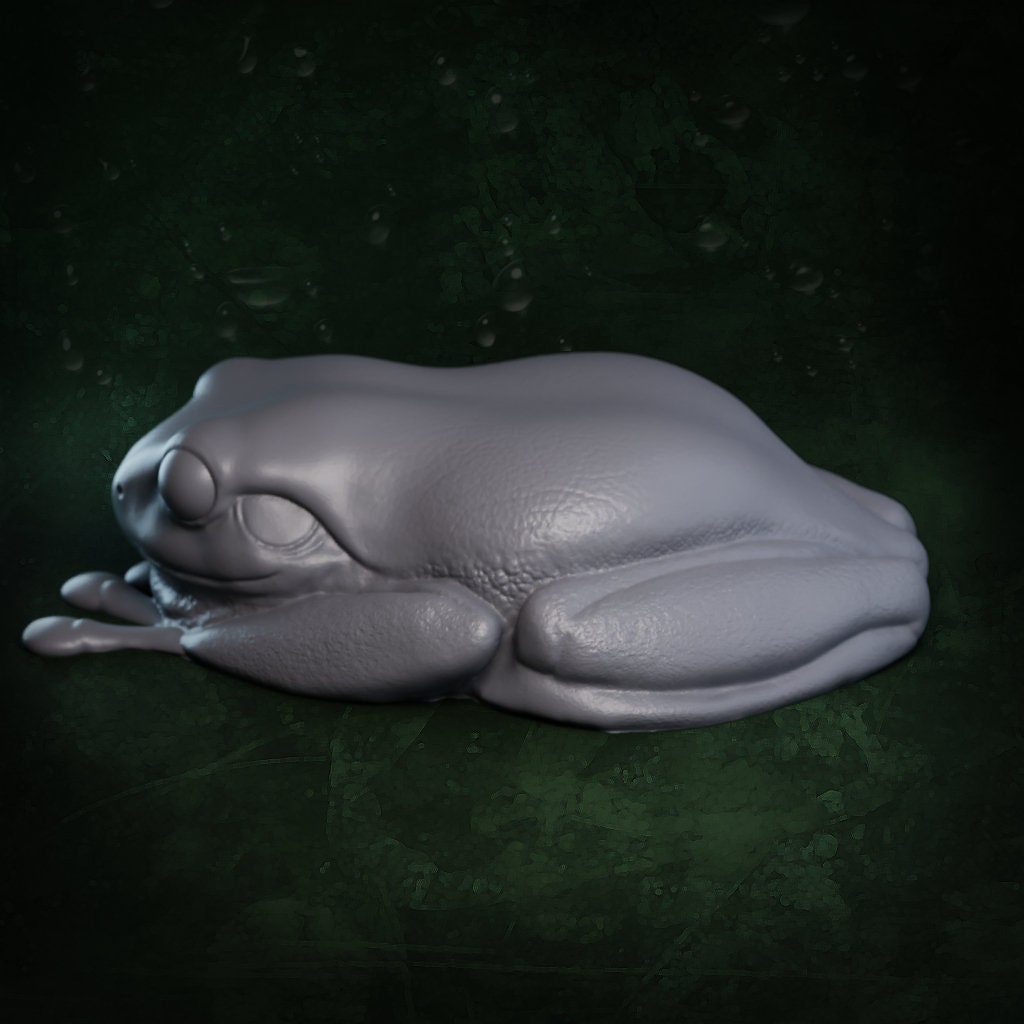 White's Green Tree Frog | Ranoidea Caerulea | Hellbender Museum | UNPAINTED Miniature in Resin