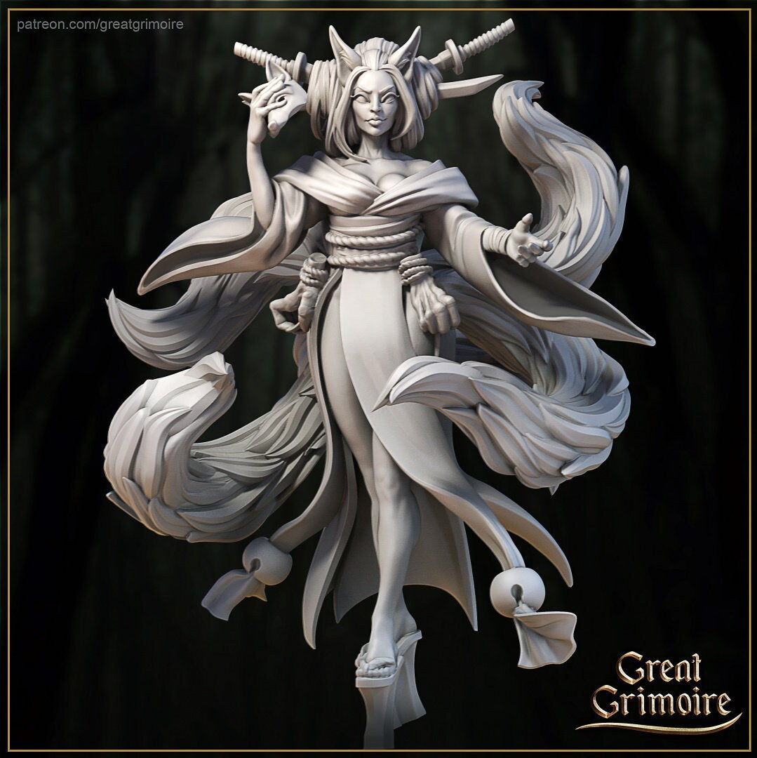 Kitsune, Blade of the Forest | Great Grimoire | UNPAINTED Miniature in Resin