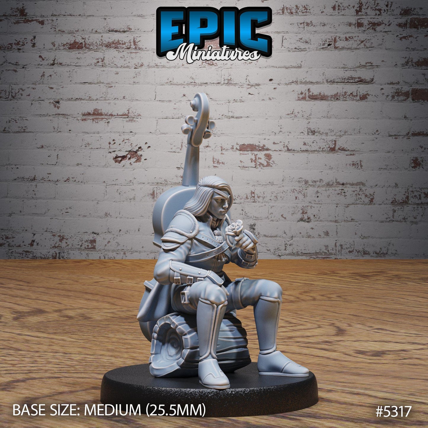 Vagabond Bard Set | Village Musician | Bass Player | Epic Miniatures | UNPAINTED Miniature in Resin