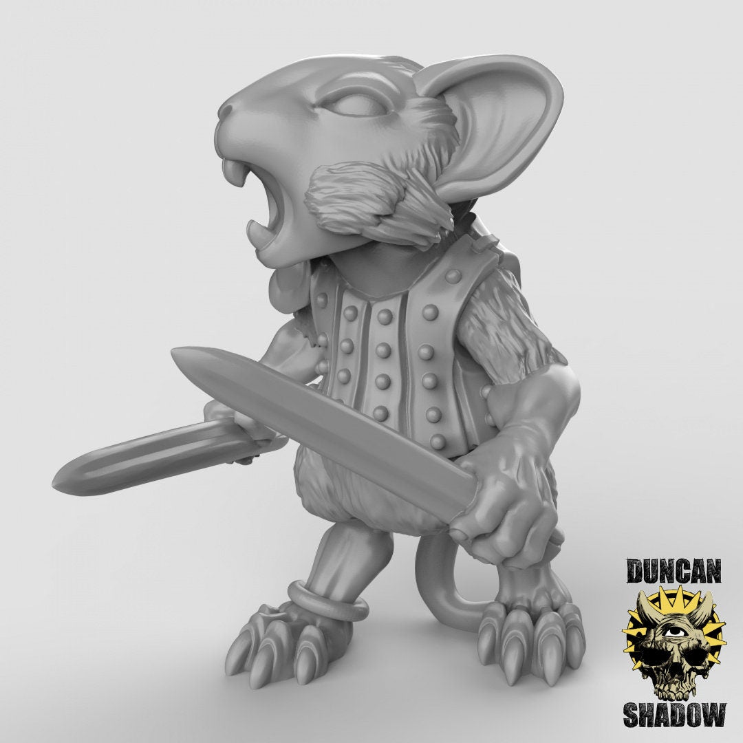 Mousle Rangers with Daggers  (Set of 3)| Duncan Shadow | UNPAINTED Miniature in Resin