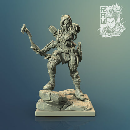 Nadia The Lycan Pathfinder (Dual-form Mini) | Ronin Arts Workshop | UNPAINTED Miniature in Resin
