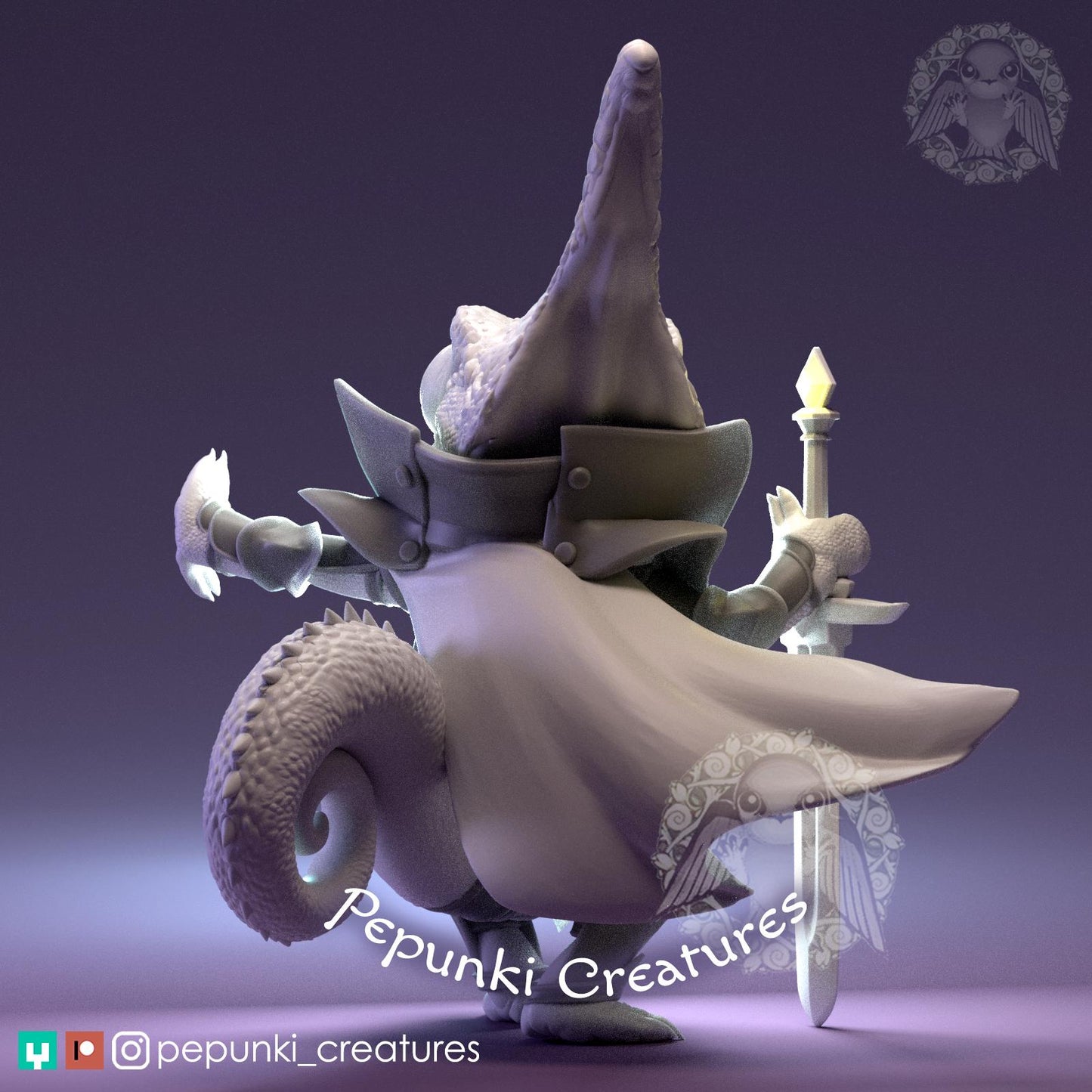 Chameleon Knight | Pepunki Creatures | UNPAINTED Miniature in Resin