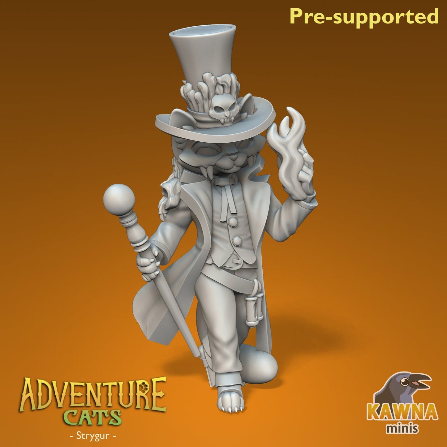 Strygur Warlock Cat - Male | Kawna | Adventure Cats | UNPAINTED Miniature in Resin