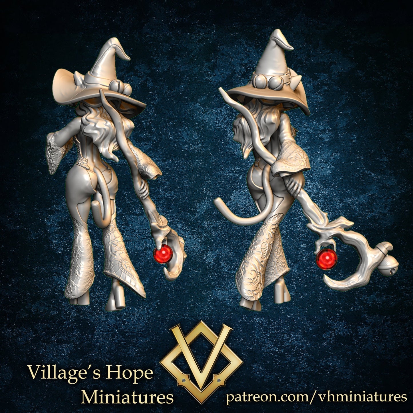 Cat Girl Warlock (Mage/Sorcerer/Wizard) | Village's Hope Miniatures | UNPAINTED Miniature in Resin