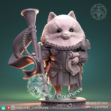 Pomeranian Spitz Dog Herald | Pepunki Creatures | UNPAINTED Miniature in Resin