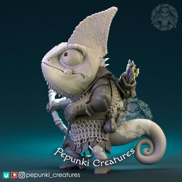 Chameleon Archer | Pepunki Creatures | UNPAINTED Miniature in Resin