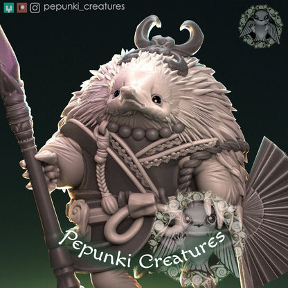 Echidna Spearman Dancer | Pepunki Creatures | UNPAINTED Miniature in Resin