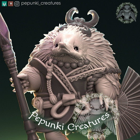 Echidna Spearman Dancer | Pepunki Creatures | UNPAINTED Miniature in Resin