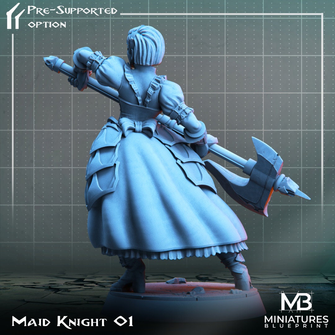 Maid Knight (3 versions) | Miniatures Blueprint | UNPAINTED Miniature in Resin